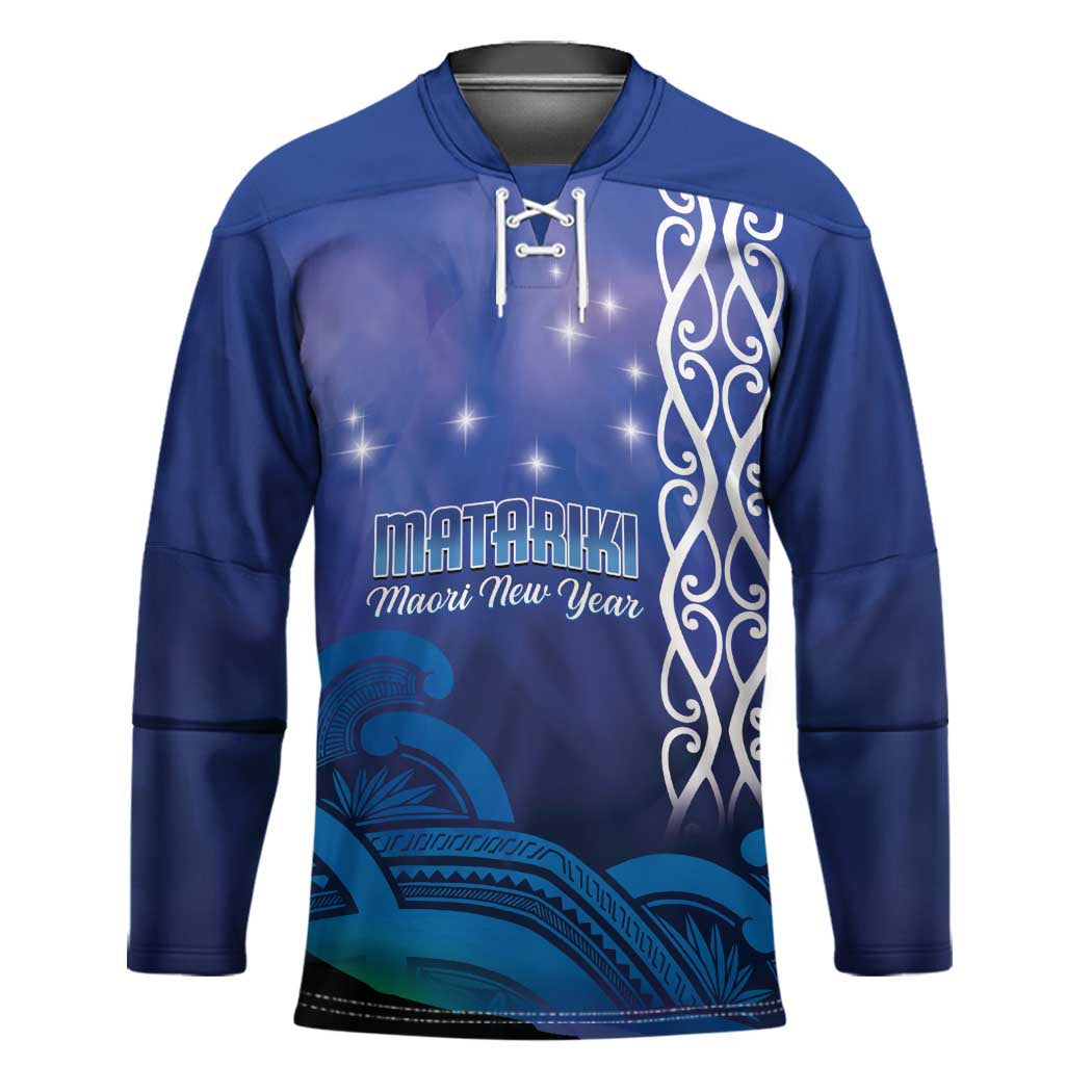 Personalised Matariki New Zealand Hockey Jersey Maori New Year Galaxy Koru Pattern LT14 Unisex Blue - Polynesian Pride