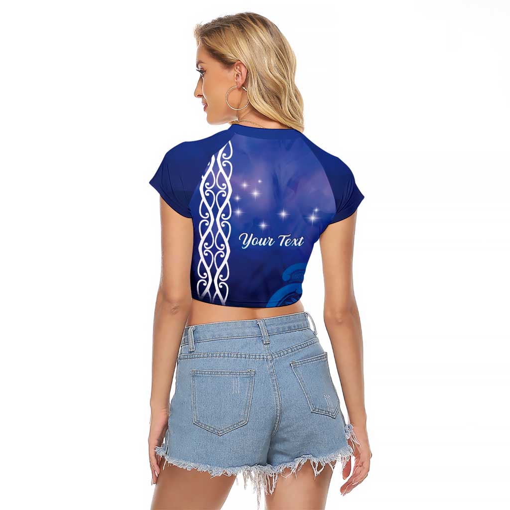 Personalised Matariki New Zealand Raglan Cropped T Shirt Maori New Year Galaxy Koru Pattern