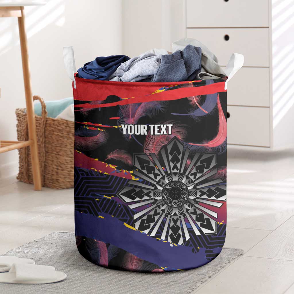 Philippines Sun Tattoo Laundry Basket Feathers Filipinas Grunge Style Black