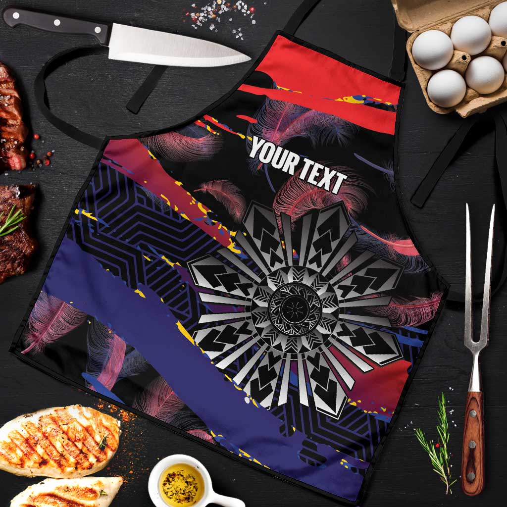 Philippines Sun Tattoo Apron Feathers Filipinas Grunge Style Black