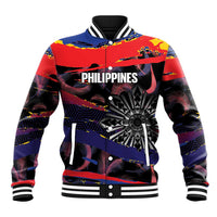 Philippines Sun Tattoo Baseball Jacket Feathers Filipinas Grunge Style Black