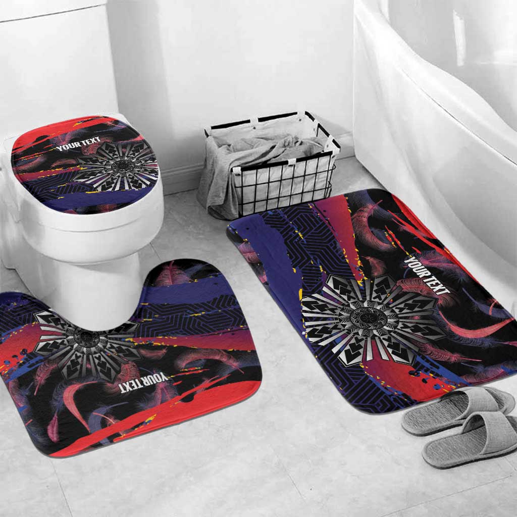 Philippines Sun Tattoo Bathroom Set Feathers Filipinas Grunge Style Black