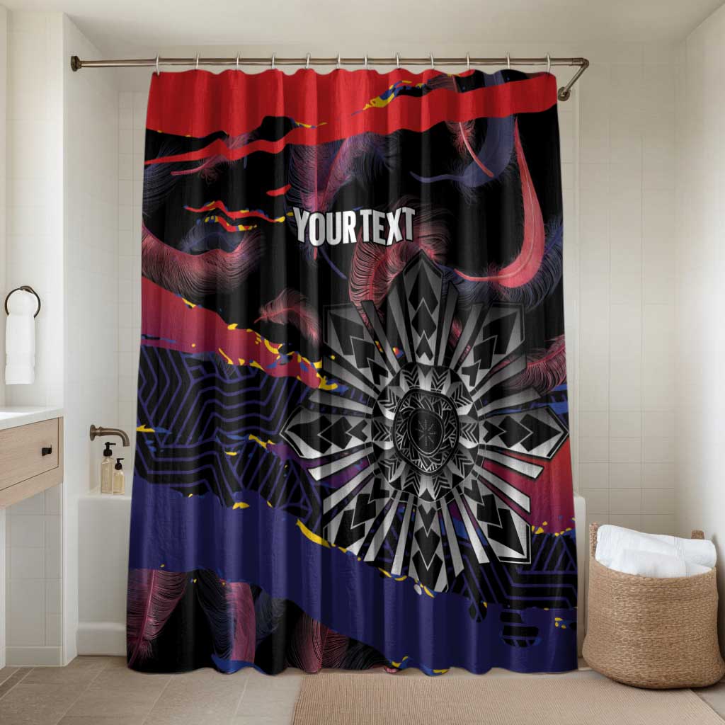 Philippines Sun Tattoo Bathroom Set Feathers Filipinas Grunge Style Black