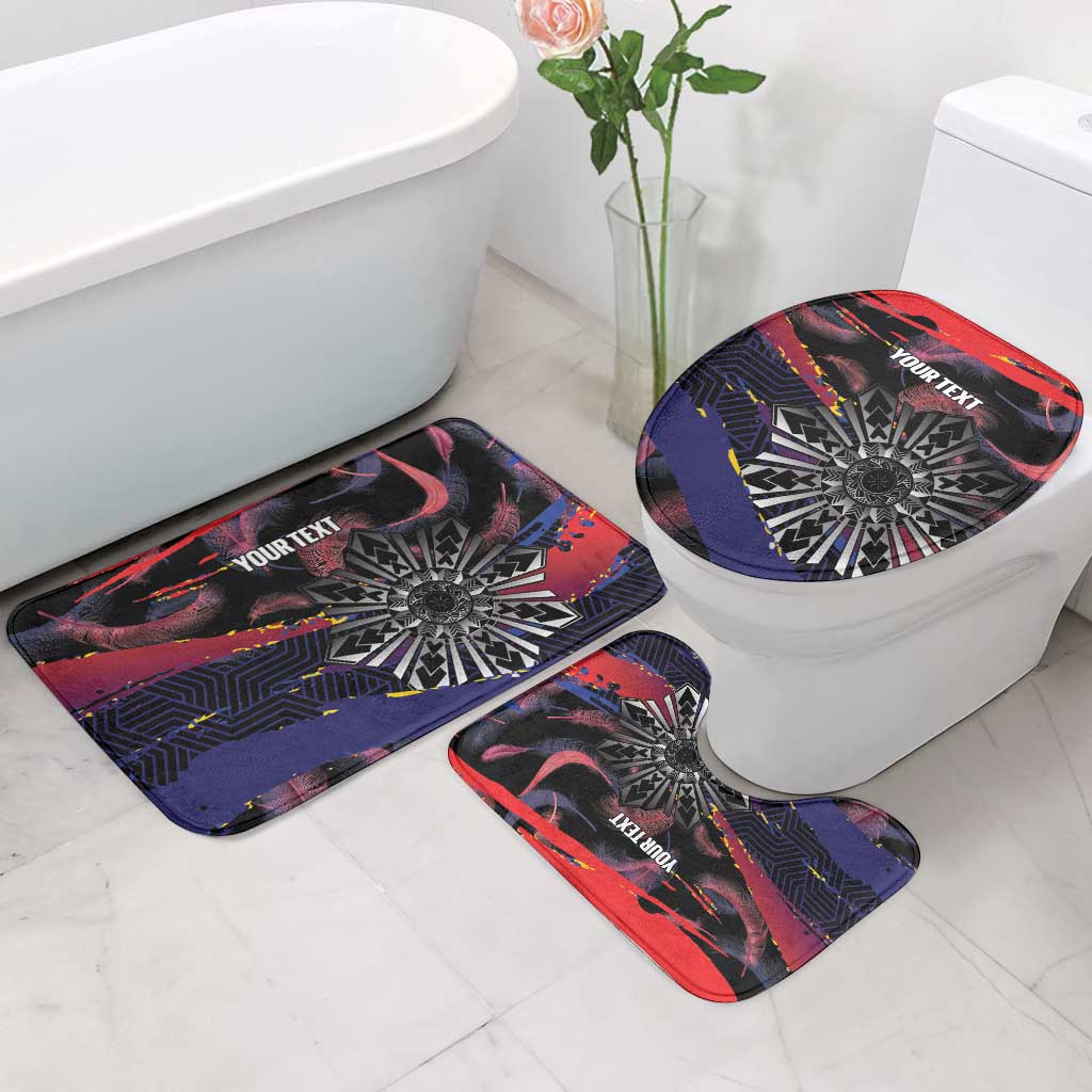 Philippines Sun Tattoo Bathroom Set Feathers Filipinas Grunge Style Black