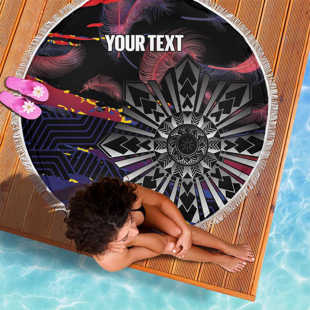 Philippines Sun Tattoo Beach Blanket Feathers Filipinas Grunge Style Black