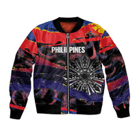 Philippines Sun Tattoo Bomber Jacket Feathers Filipinas Grunge Style Black