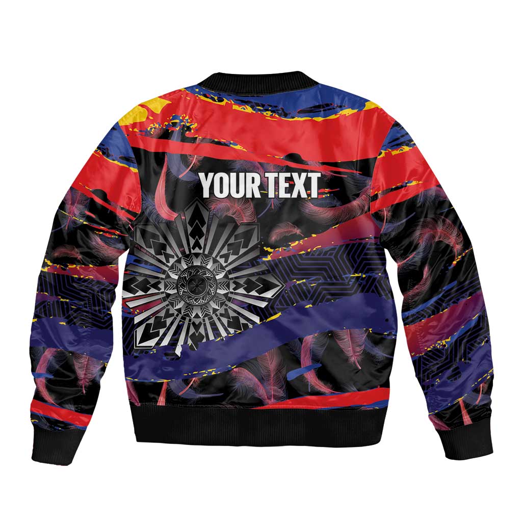Philippines Sun Tattoo Bomber Jacket Feathers Filipinas Grunge Style Black