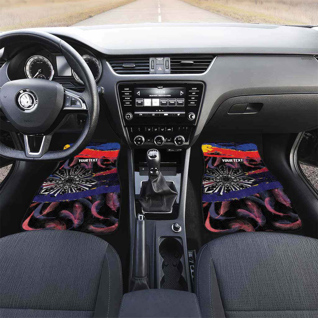 Philippines Sun Tattoo Car Mats Feathers Filipinas Grunge Style Black