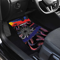 Philippines Sun Tattoo Car Mats Feathers Filipinas Grunge Style Black
