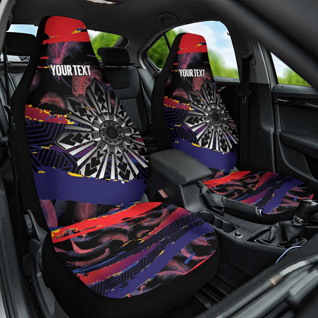Philippines Sun Tattoo Car Seat Cover Feathers Filipinas Grunge Style Black