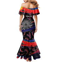Philippines Sun Tattoo Family Matching Mermaid Dress and Hawaiian Shirt Feathers Filipinas Grunge Style Black LT14 - Polynesian Pride