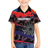Philippines Sun Tattoo Family Matching Off Shoulder Maxi Dress and Hawaiian Shirt Feathers Filipinas Grunge Style Black LT14 Son's Shirt Black - Polynesian Pride