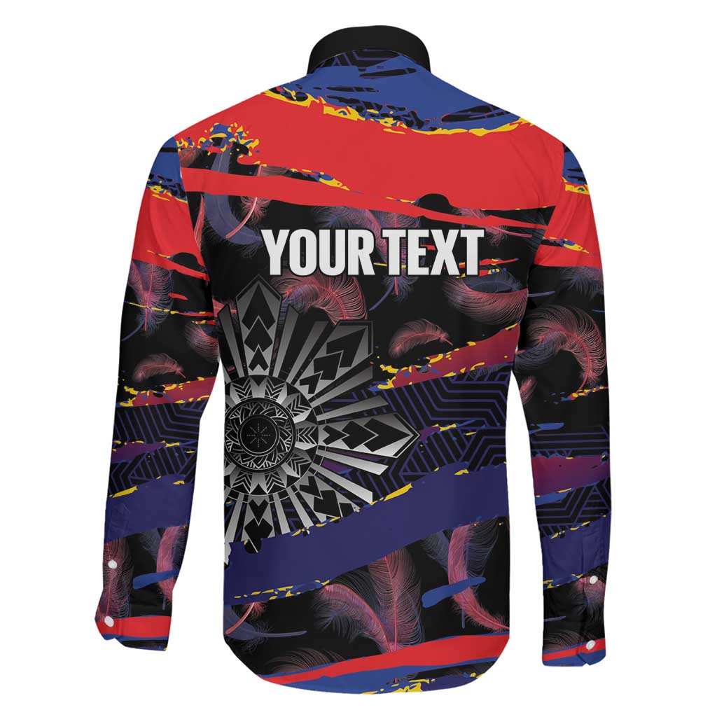 Philippines Sun Tattoo Family Matching Puletasi and Hawaiian Shirt Feathers Filipinas Grunge Style Black