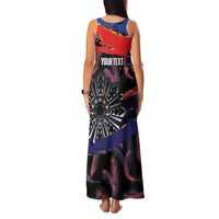 Philippines Sun Tattoo Family Matching Tank Maxi Dress and Hawaiian Shirt Feathers Filipinas Grunge Style Black LT14 - Polynesian Pride