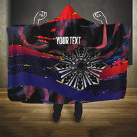 Philippines Sun Tattoo Hooded Blanket Feathers Filipinas Grunge Style Black