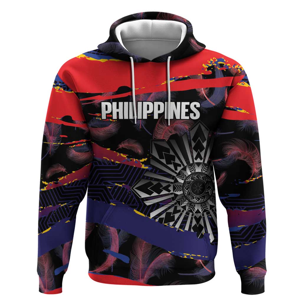 Philippines Sun Tattoo Hoodie Feathers Filipinas Grunge Style Black