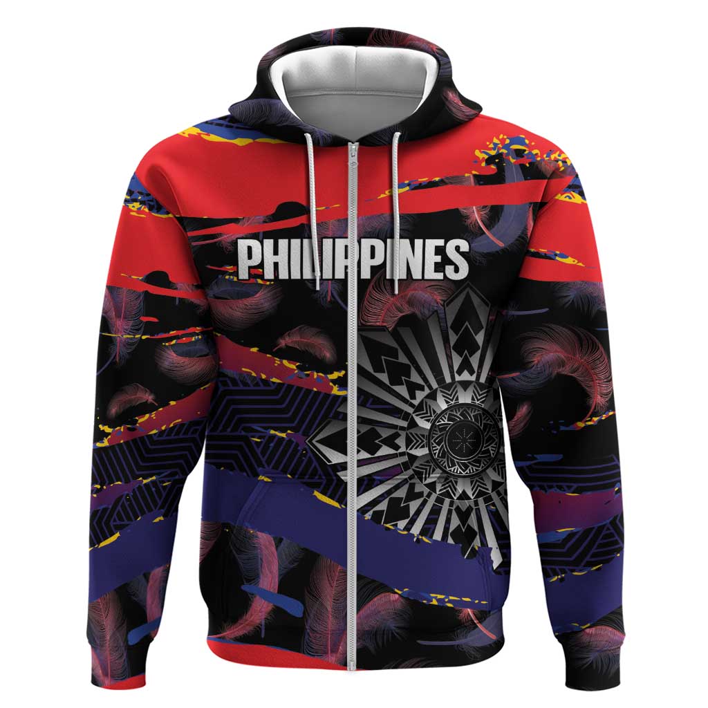 Philippines Sun Tattoo Hoodie Feathers Filipinas Grunge Style Black