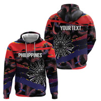 Philippines Sun Tattoo Hoodie Feathers Filipinas Grunge Style Black