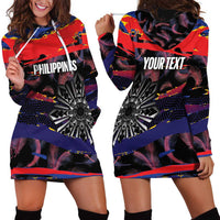 Philippines Sun Tattoo Hoodie Dress Feathers Filipinas Grunge Style Black