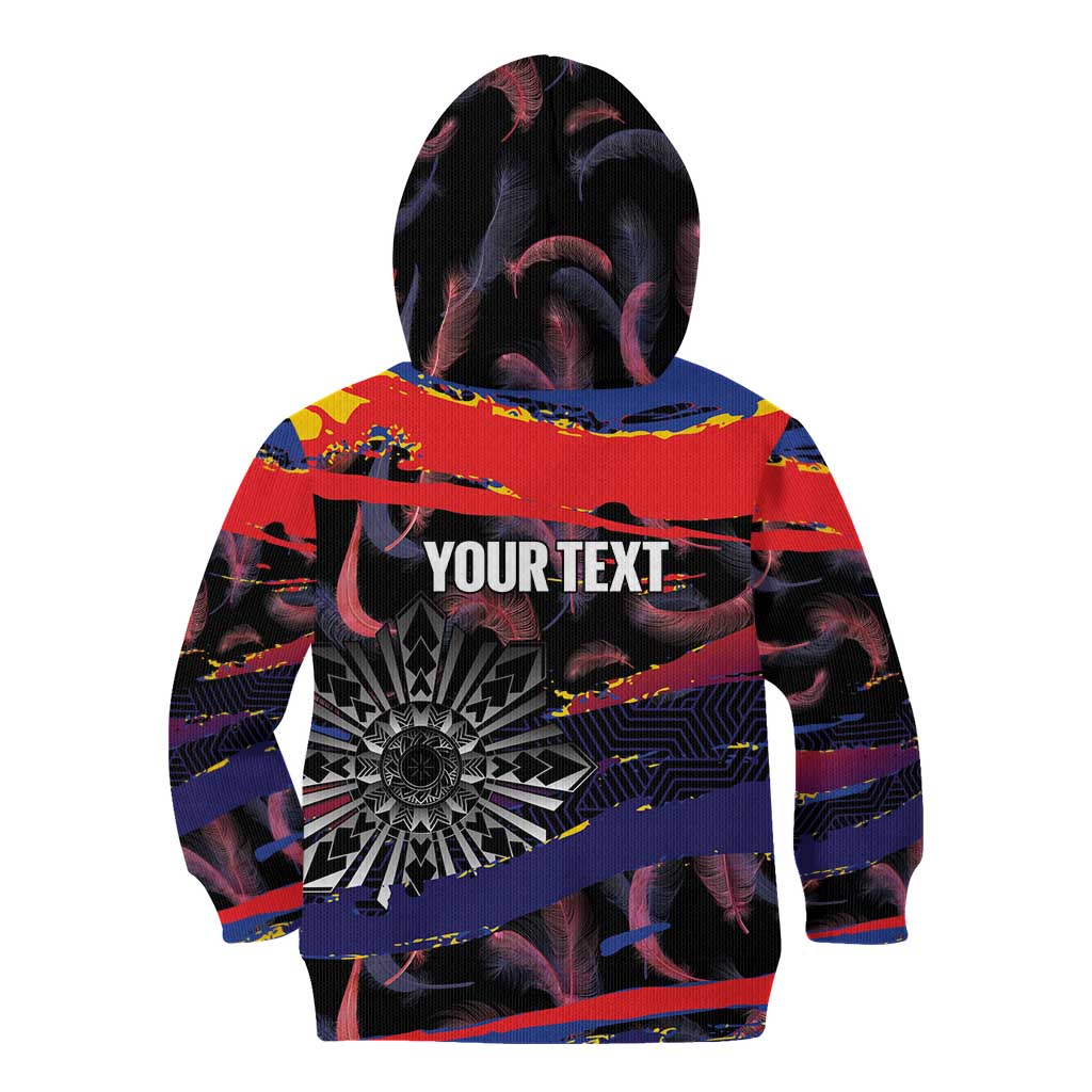Philippines Sun Tattoo Kid Hoodie Feathers Filipinas Grunge Style Black