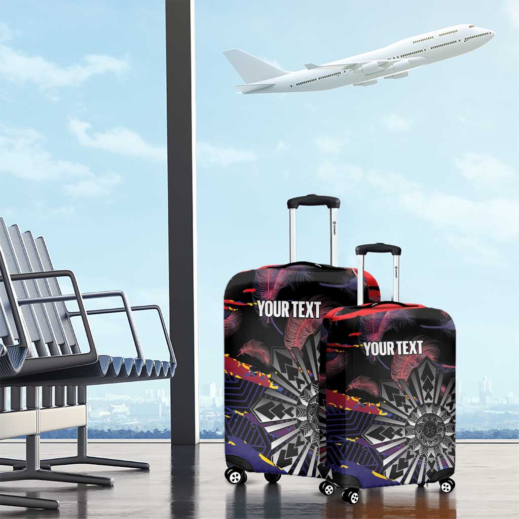 Philippines Sun Tattoo Luggage Cover Feathers Filipinas Grunge Style Black