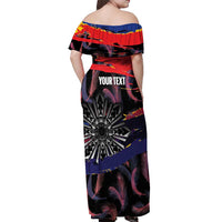 Philippines Sun Tattoo Off Shoulder Maxi Dress Feathers Filipinas Grunge Style Black