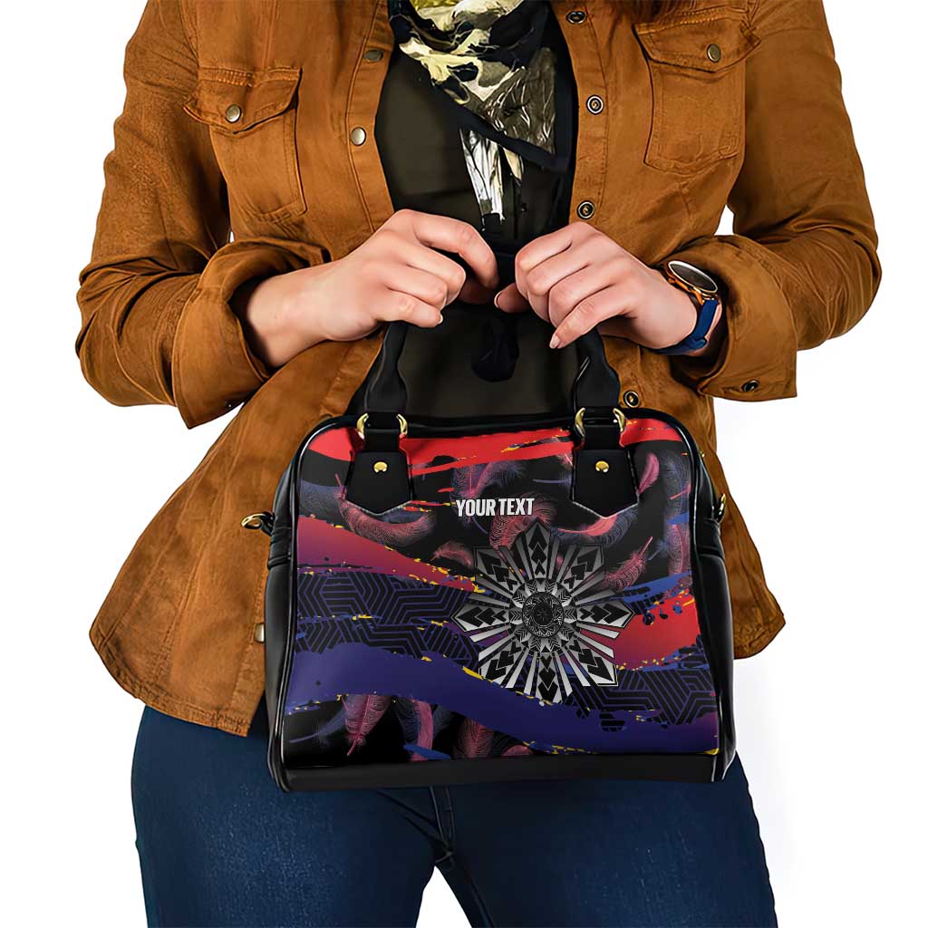 Philippines Sun Tattoo Shoulder Handbag Feathers Filipinas Grunge Style Black