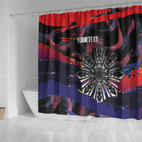 Philippines Sun Tattoo Shower Curtain Feathers Filipinas Grunge Style Black