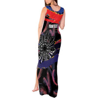 Philippines Sun Tattoo Tank Maxi Dress Feathers Filipinas Grunge Style Black LT14 - Polynesian Pride