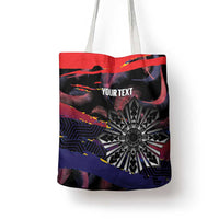 Philippines Sun Tattoo Tote Bag Feathers Filipinas Grunge Style Black
