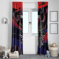 Philippines Sun Tattoo Window Curtain Feathers Filipinas Grunge Style Black