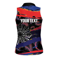 Philippines Sun Tattoo Women Sleeveless Polo Shirt Feathers Filipinas Grunge Style Black