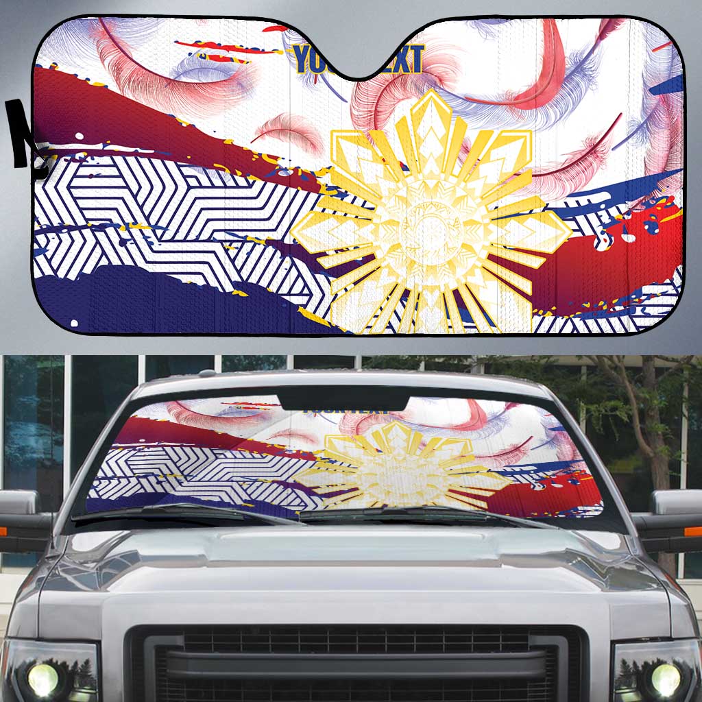 Philippines Sun Tattoo Auto Sun Shade Feathers Filipinas Grunge Style White