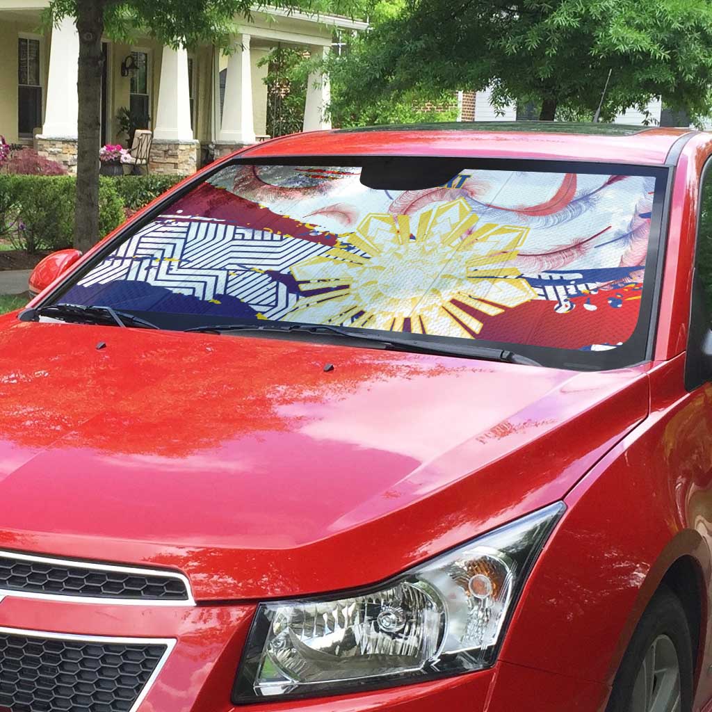 Philippines Sun Tattoo Auto Sun Shade Feathers Filipinas Grunge Style White