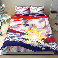 Philippines Sun Tattoo Bedding Set Feathers Filipinas Grunge Style White
