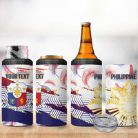 Philippines Sun Tattoo 4 in 1 Can Cooler Tumbler Feathers Filipinas Grunge Style White