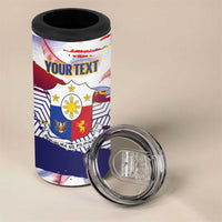 Philippines Sun Tattoo 4 in 1 Can Cooler Tumbler Feathers Filipinas Grunge Style White