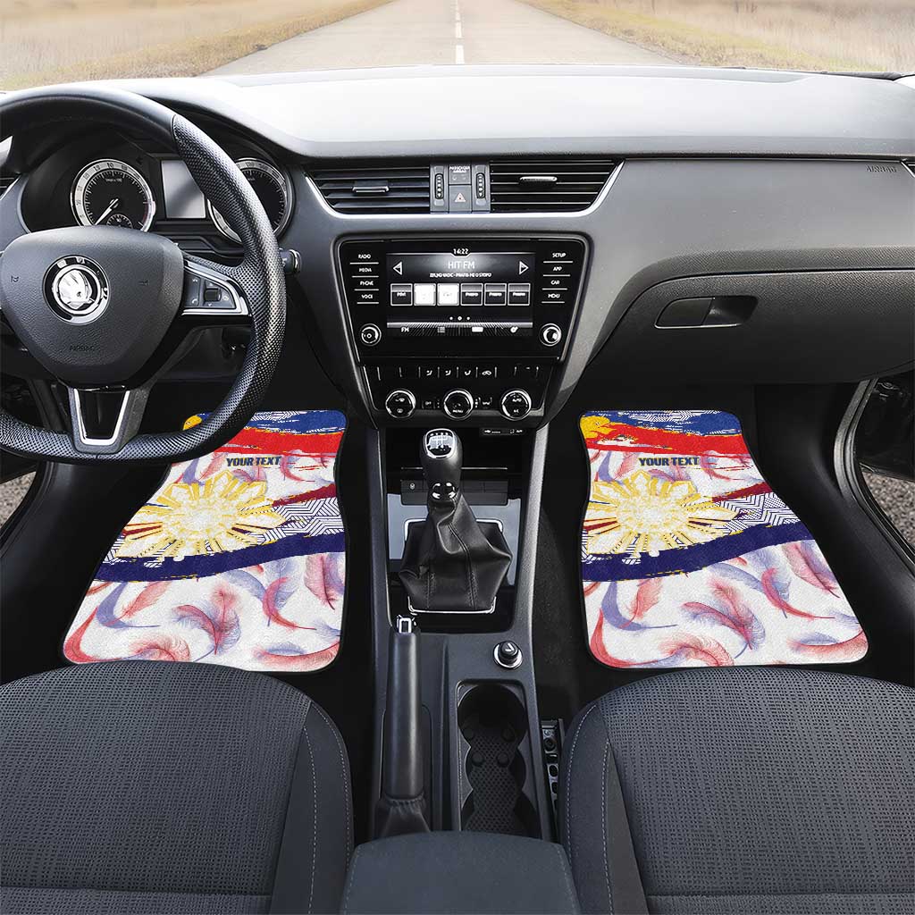 Philippines Sun Tattoo Car Mats Feathers Filipinas Grunge Style White