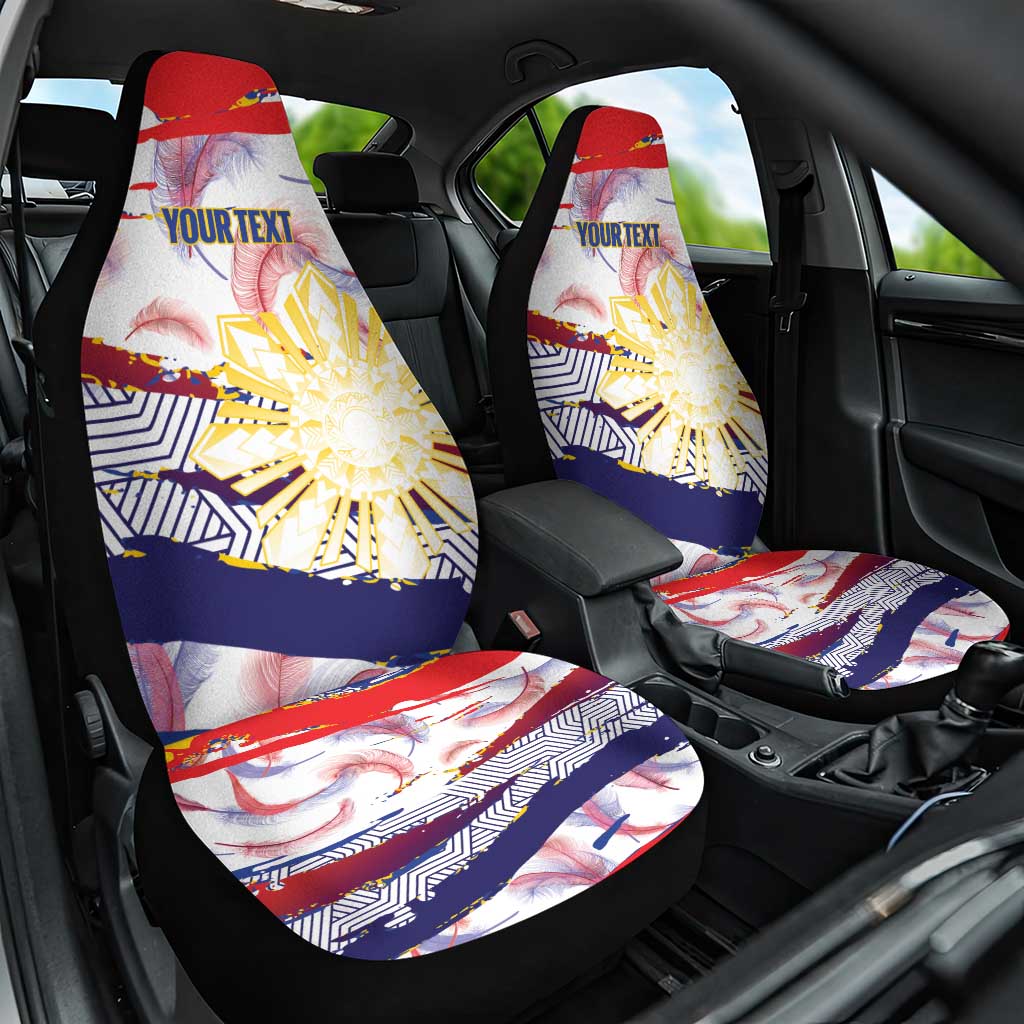 Philippines Sun Tattoo Car Seat Cover Feathers Filipinas Grunge Style White