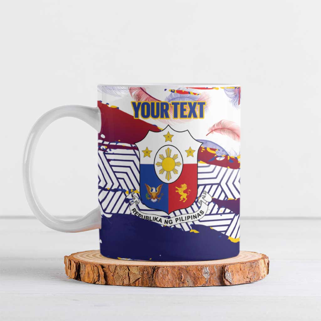 Philippines Sun Tattoo Ceramic Mug Feathers Filipinas Grunge Style White