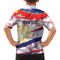 Philippines Sun Tattoo Family Matching Long Sleeve Bodycon Dress and Hawaiian Shirt Feathers Filipinas Grunge Style White LT14 - Polynesian Pride
