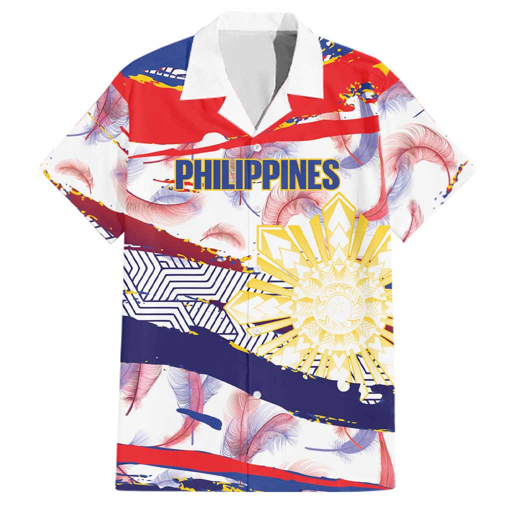 Philippines Sun Tattoo Family Matching Off The Shoulder Long Sleeve Dress and Hawaiian Shirt Feathers Filipinas Grunge Style White LT14 Dad's Shirt - Short Sleeve White - Polynesian Pride