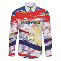 Philippines Sun Tattoo Family Matching Summer Maxi Dress and Hawaiian Shirt Feathers Filipinas Grunge Style White LT14 Dad's Shirt - Long Sleeve White - Polynesian Pride
