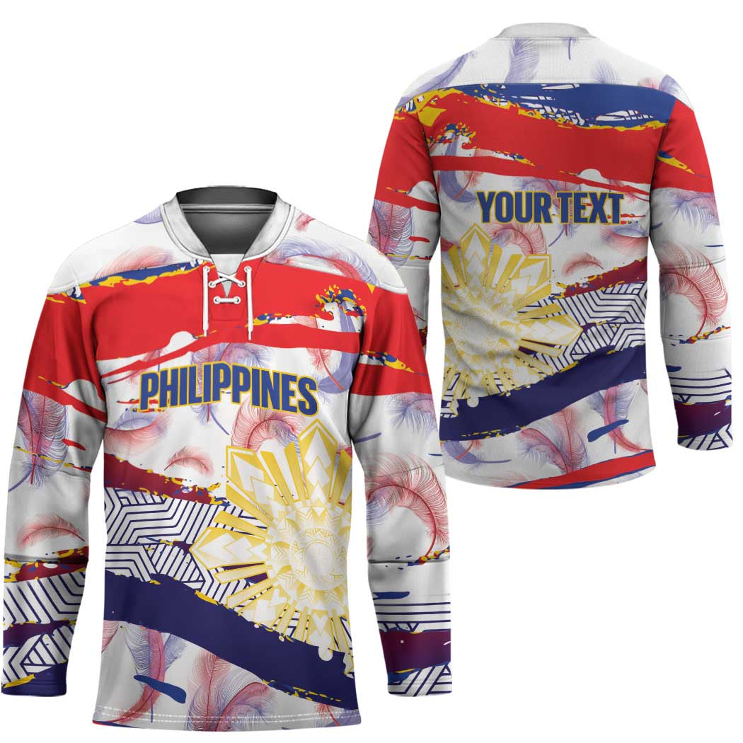 Philippines Sun Tattoo Hockey Jersey Feathers Filipinas Grunge Style White