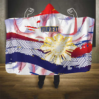 Philippines Sun Tattoo Hooded Blanket Feathers Filipinas Grunge Style White