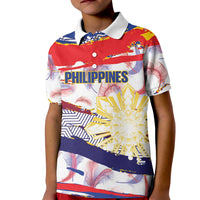 Philippines Sun Tattoo Kid Polo Shirt Feathers Filipinas Grunge Style White