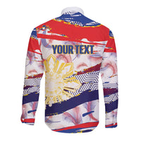 Philippines Sun Tattoo Long Sleeve Button Shirt Feathers Filipinas Grunge Style White
