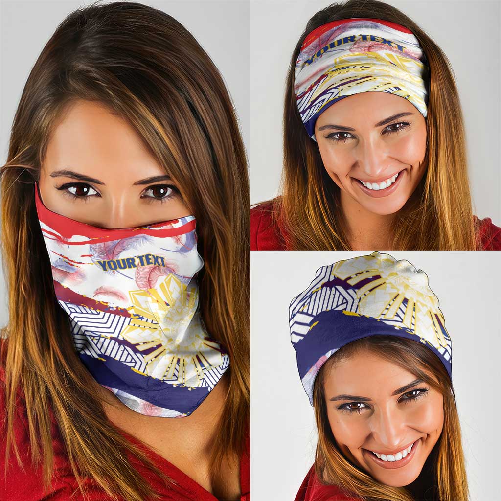 Philippines Sun Tattoo Neck Gaiter Feathers Filipinas Grunge Style White