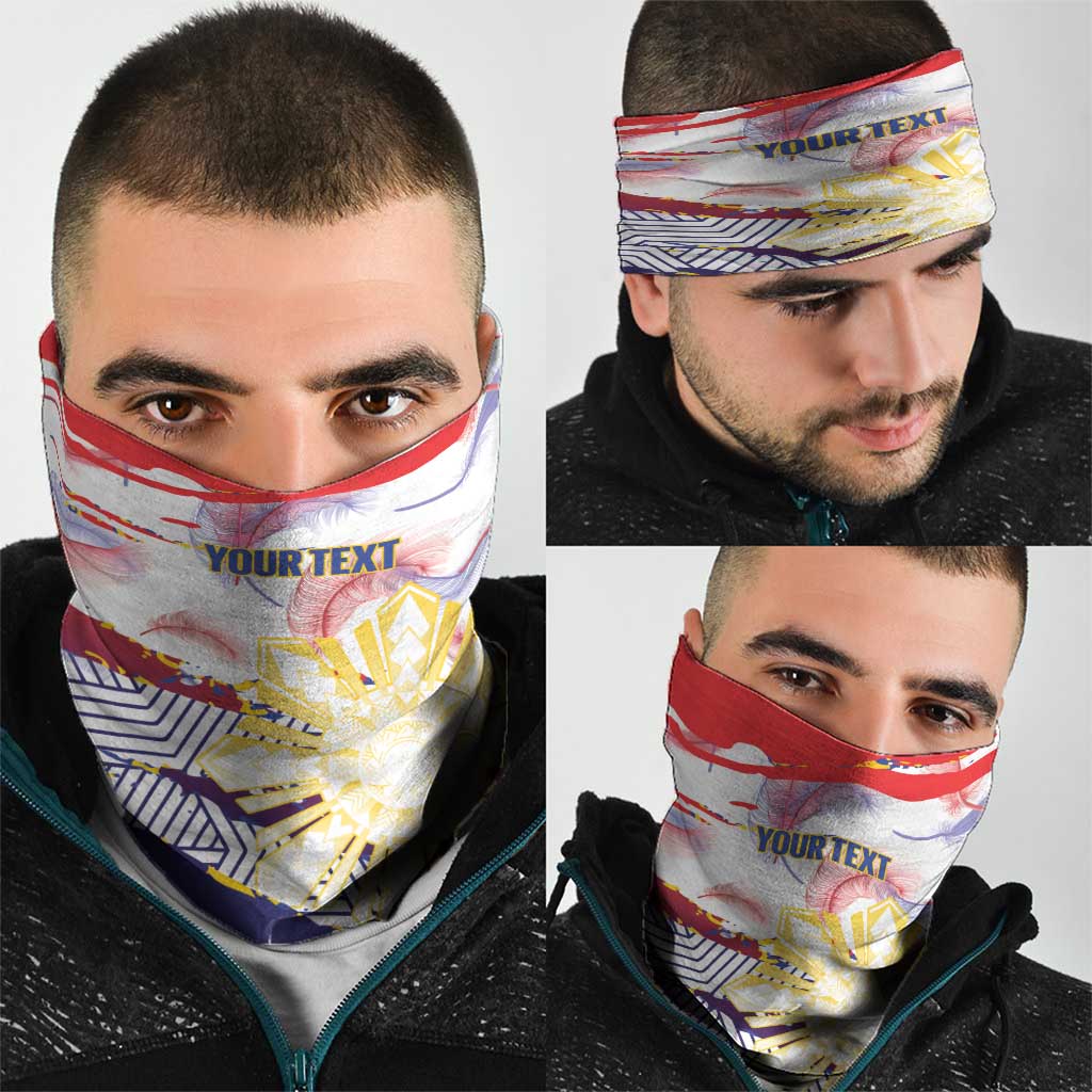 Philippines Sun Tattoo Neck Gaiter Feathers Filipinas Grunge Style White
