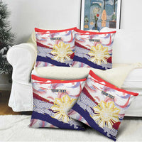 Philippines Sun Tattoo Pillow Cover Feathers Filipinas Grunge Style White